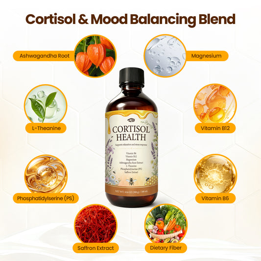 Cortisol Balance Liquid | Ashwagandha + L-Theanine + Phosphatidylserine + Saffron | 300ml | Stress Relief, Calm & Focus