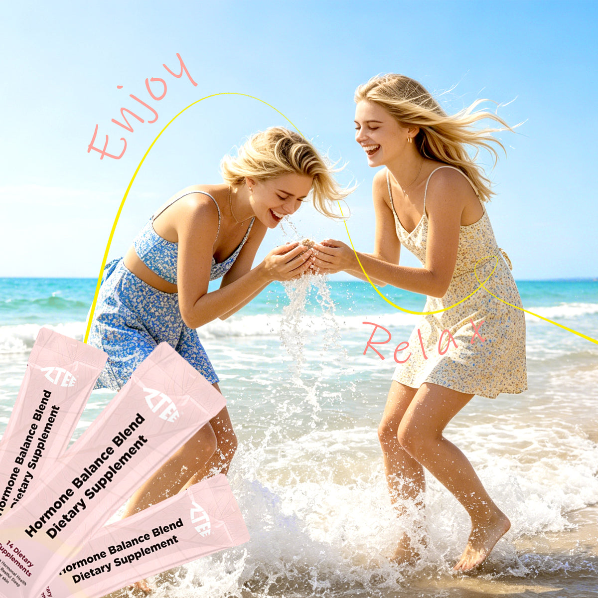 Hormone Balance Powder (Raspberry Flavor) | Chasteberry, Ashwagandha, Cranberry & Grass-Fed Collagen Peptides | 8g × 14 Sticks | Caffeine-Free Women's Health Support