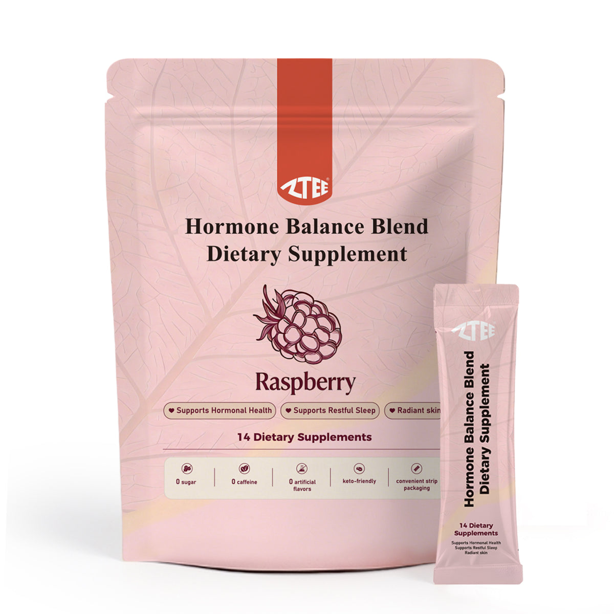 Hormone Balance Powder (Raspberry Flavor) | Chasteberry, Ashwagandha, Cranberry & Grass-Fed Collagen Peptides | 8g × 14 Sticks | Caffeine-Free Women's Health Support