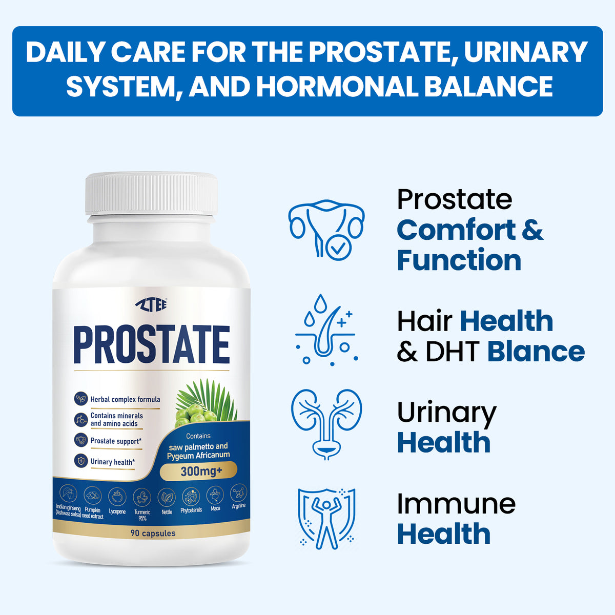 Prostate Health Complex Capsules | Saw Palmetto + Baobab + Maca + Pumpkin Seed Extract | 90 Capsules | Supports Urinary Comfort & Prostate Health