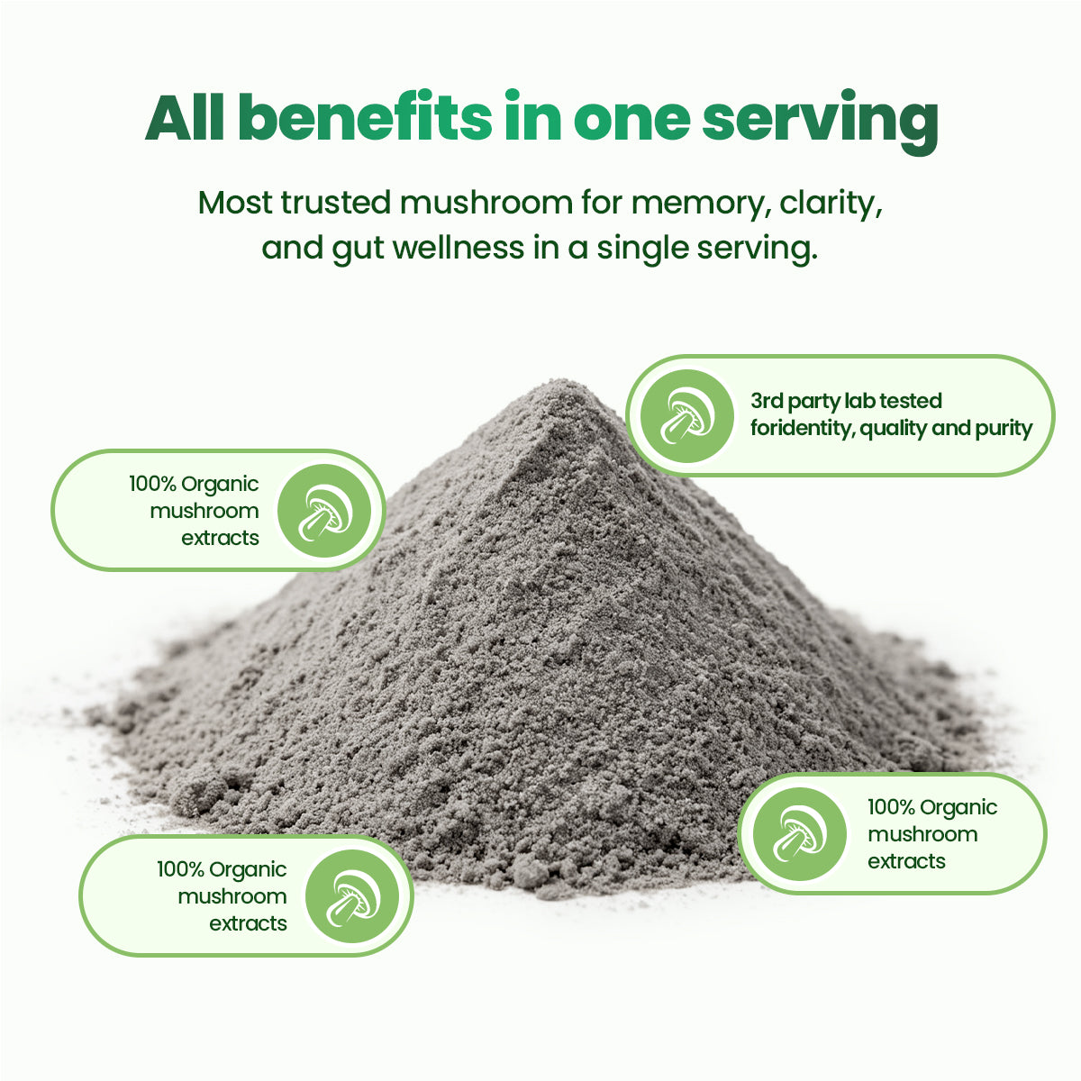Lion's Mane Brain & Vision Powder | Lion's Mane + Ergothioneine + Lutein | 7g × 14 Sticks | Clear Brain Fog, Boost Focus & Support Eye Health